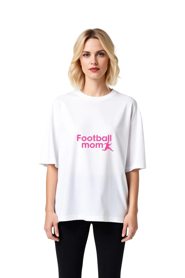 Women's Oversize Football Love Printed T-Shirt Relaxed Fit Short Sleeve Round Neck Graphic Pattern Casual