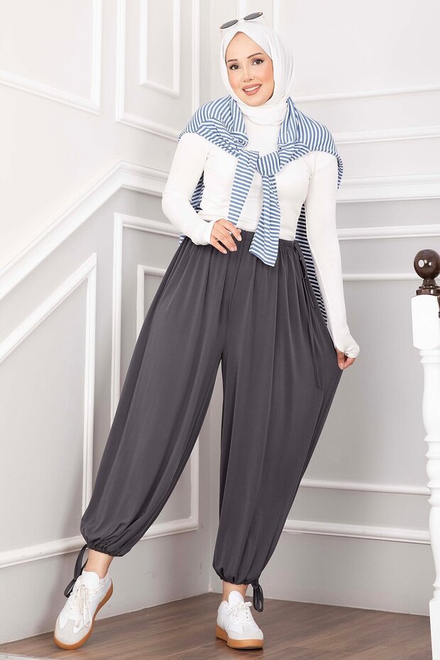 Adjustable Waist and Leg Shalwar Trousers Smoked