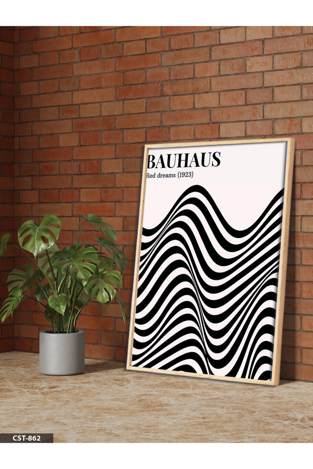 Bauhaus Red Dreams One-Piece Wooden Framed Painting