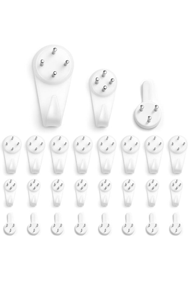 Concealed wall hooks, suitable for photos, picture frames, paintings, pictures and mirrors (24-pack - 3 sizes)