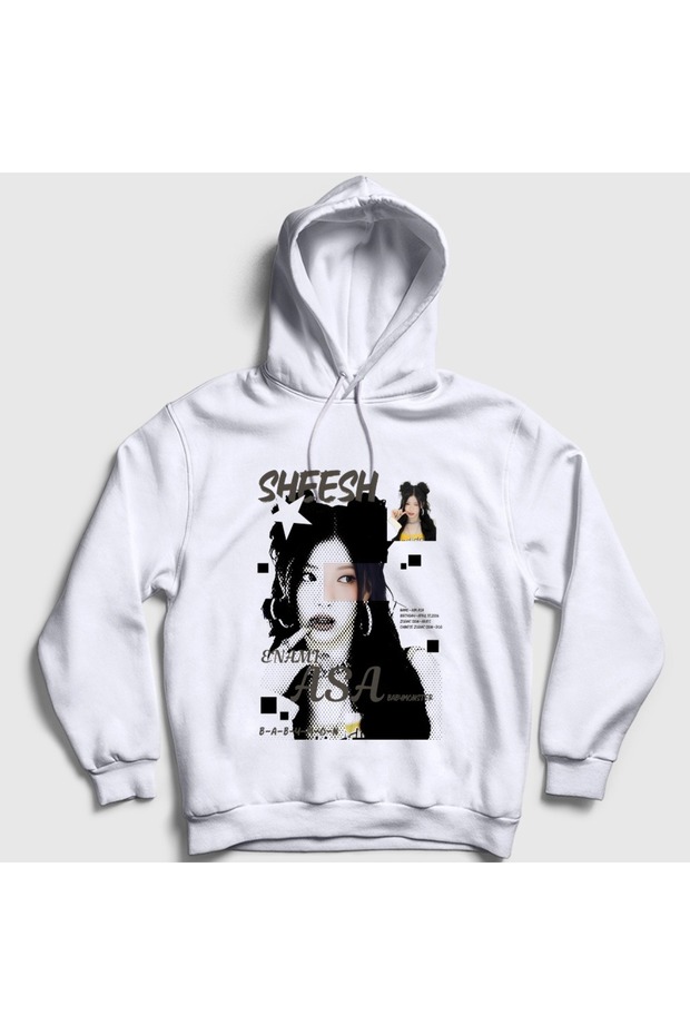 Unisex White Enami Asa Sheesh K-Pop Babymonster Hooded Sweatshirt 619767Tt