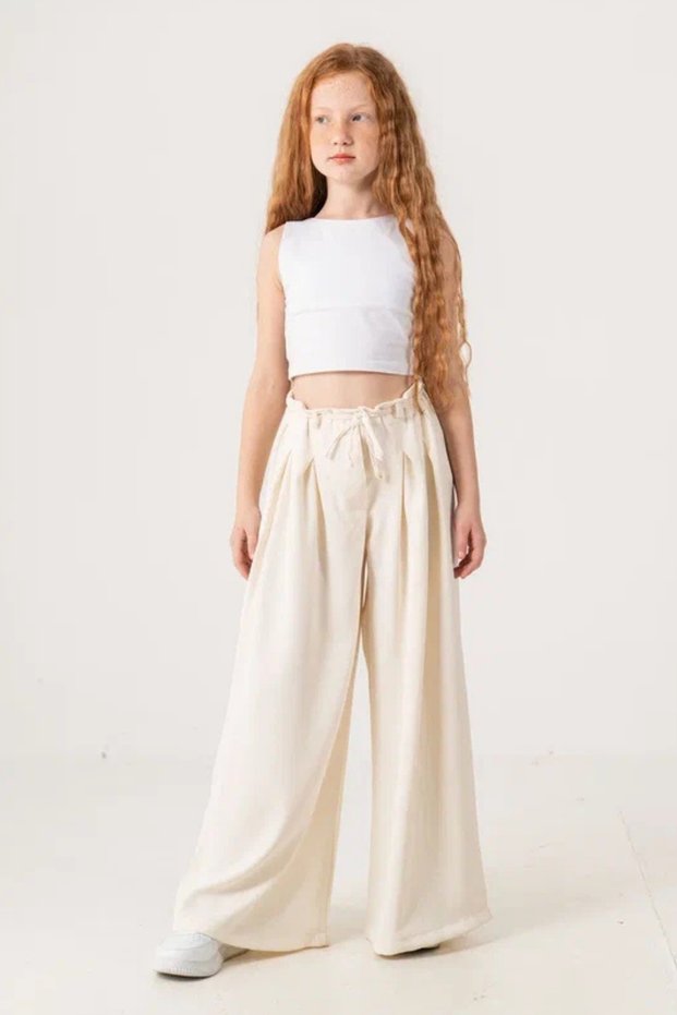 Girl's Wide Leg Linda Twill City Style Linen Trousers 2587