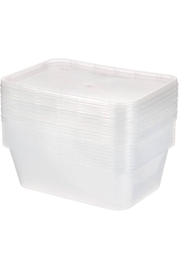 10 Pack Disposable Lunch Box, Plastic Meal Prep Food Containers with Lid Rectangular, 1000ml 1 Compartment Bento Box Take Away Containers Kitchen Food Storage Microwave Safe, Clear