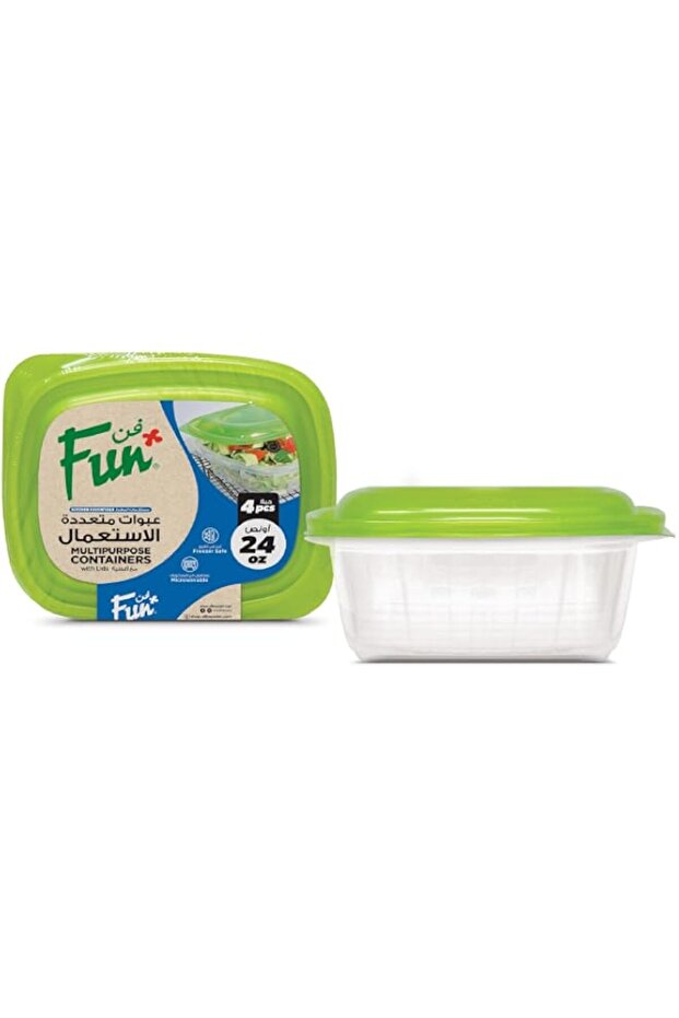 Indispensable Disposable Multipurpose Plastic Food Container set with Lid/Meal Prep - Pack of 4-24oz