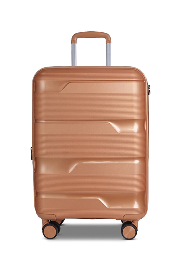 Ozone Expandable PP Medium Checked 24 Inch (20-25kg) Luggage, Hard Shell, Unbreakable, Combination Lock, Suitcase