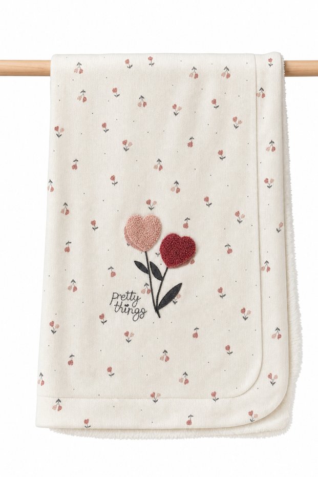 Wellsoft Blanket 100% Organic Cotton Baby Girl Floral Patterned Soft Blanket 85X100