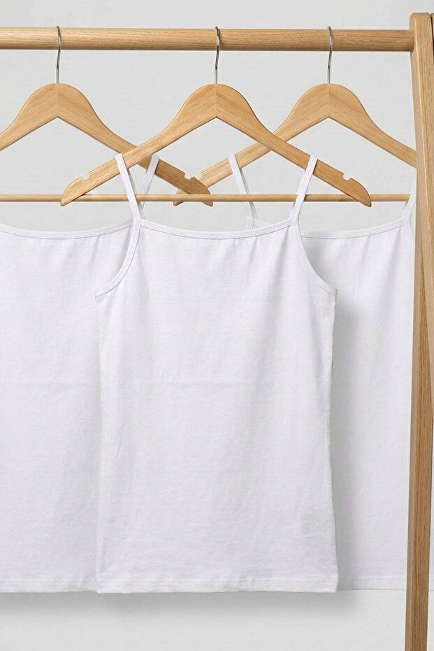 3 Pieces of Cotton Blend Plain Strappy Undershirts (Ages 5-14)