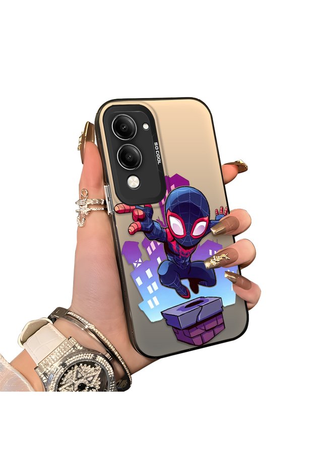 Vivo Y29S Compatible Silicone Edge Hard Back Case Couple Phone Case Spiderman Patterned