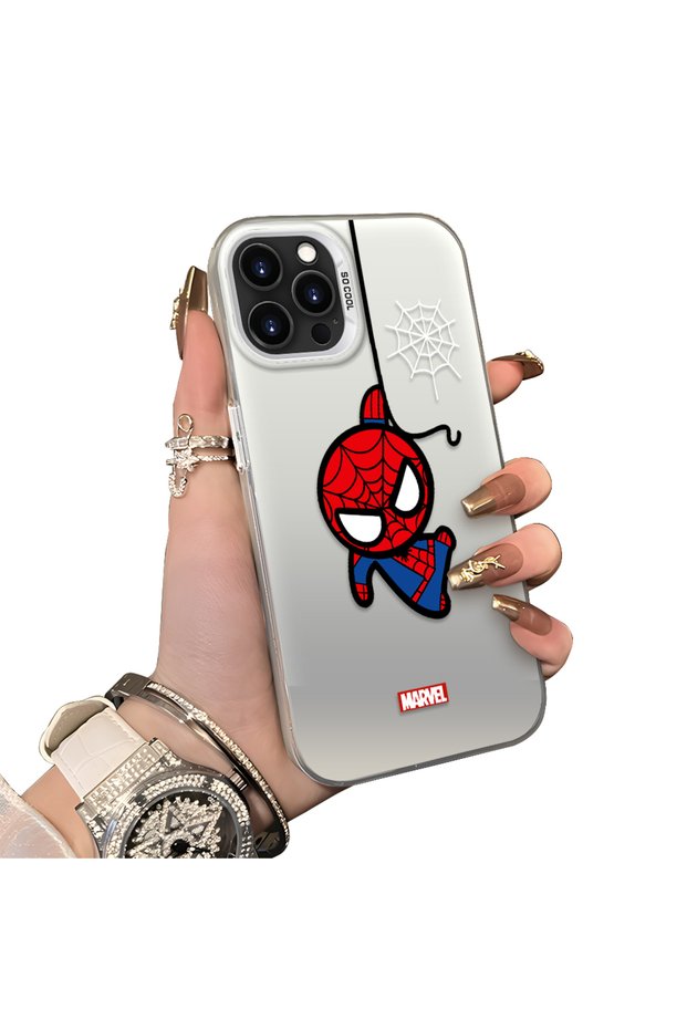 iPhone 13 Pro Compatible Silicone Edge Hard Back Case Couple Phone Case Spider Man Patterned