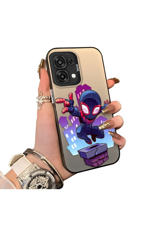 حافظة هاتف OPPO A6 Pro 5G متوافقة مع الحافة السيليكونية الصلبة ذات الظهر الصلب، حافظة هاتف للزوجين بنمط سبايدرمان