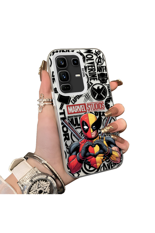 Infinix Note 50 Pro Plus Compatible Marvel Patterned Silicone Edge Hard Back Case Couple Phone Case