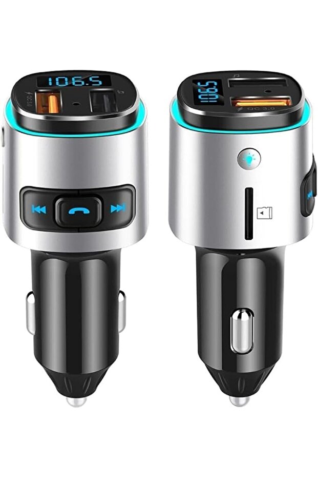جهاز إرسال إف إم، محول سيارة محدث بتقنية البلوتوث 5.0، شاحن سريع QC3.0 مع منفذي USB