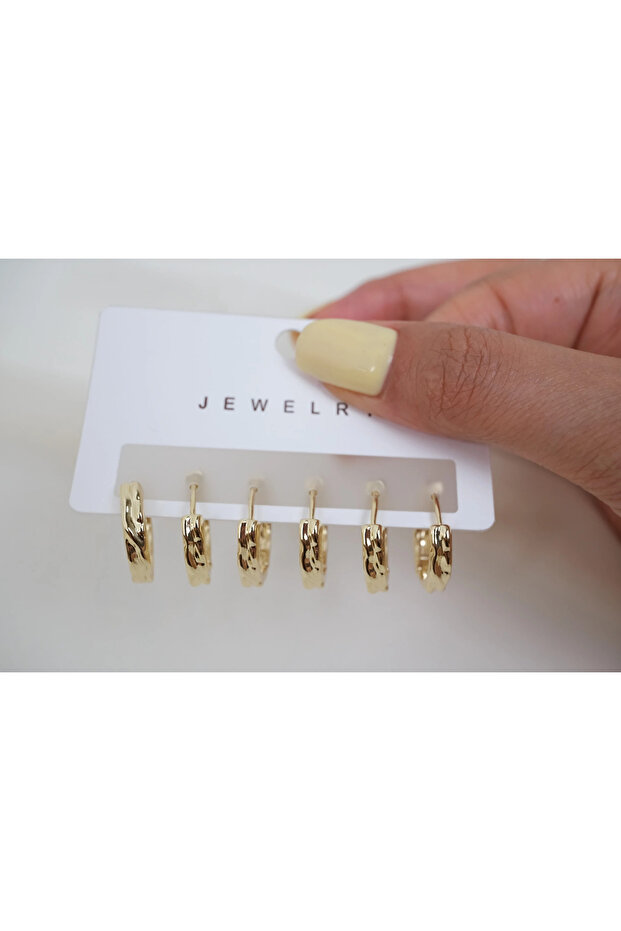 Çkp6017 Burgu Gold 6-Piece Earring Set
