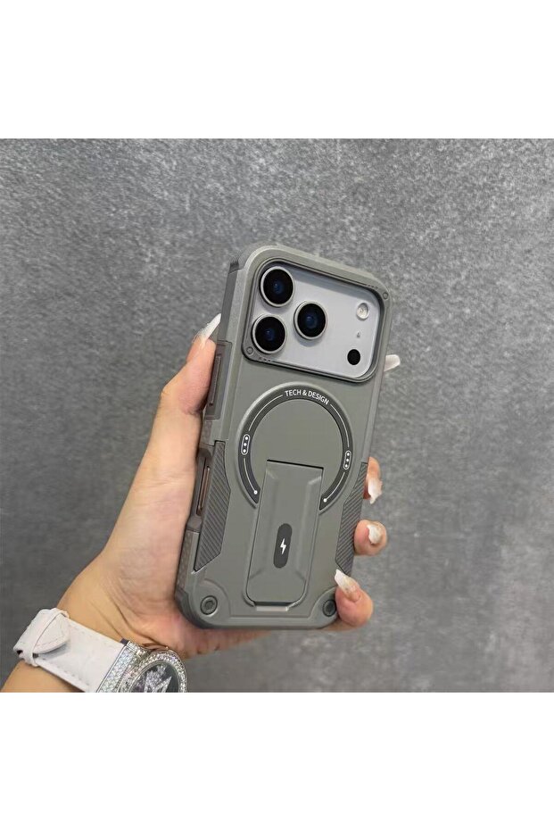 iPhone 16 Pro Max Gray For Magsafe Kickstand Phone Case For iPhone 17 18 14 16 15 13 11 12 Pro Max A