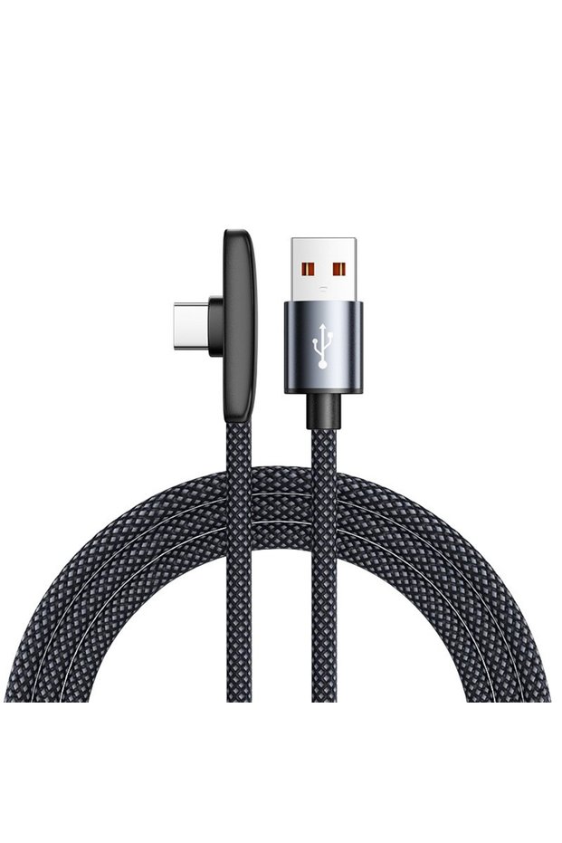 Type-C to USB-A 2m black 100W USB Type C Fast Charging Cable 90 Degree Elbow Portable Nylon Braided