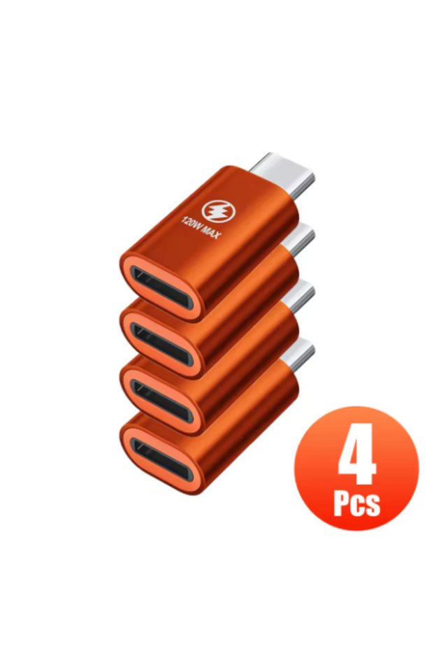 orange 4pcs Type C Adapters IOS Female To USB C Male Adapter Converter Fast Charge for Iphone Samsun