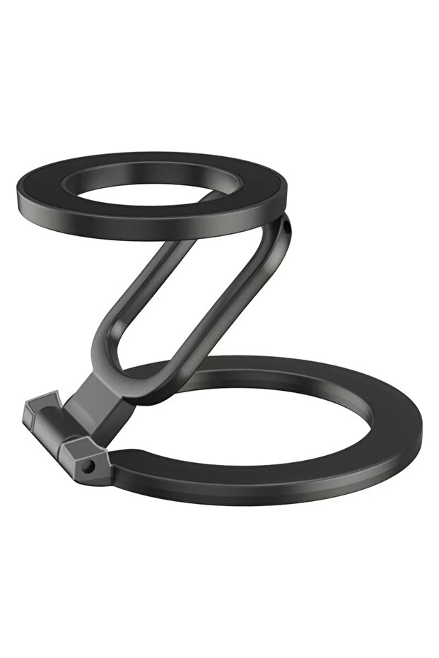 black Portable Magnetic Cell Phone Stand Foldable Alloy Ring Holder Multi-Angle Adjustable Magnet Br