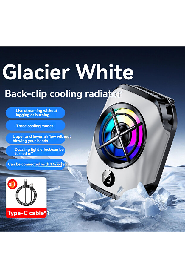 k55-white K55 Semiconductor Phone Cooler - Powerful Freezing Cooling, Digital Display, Fixable on St