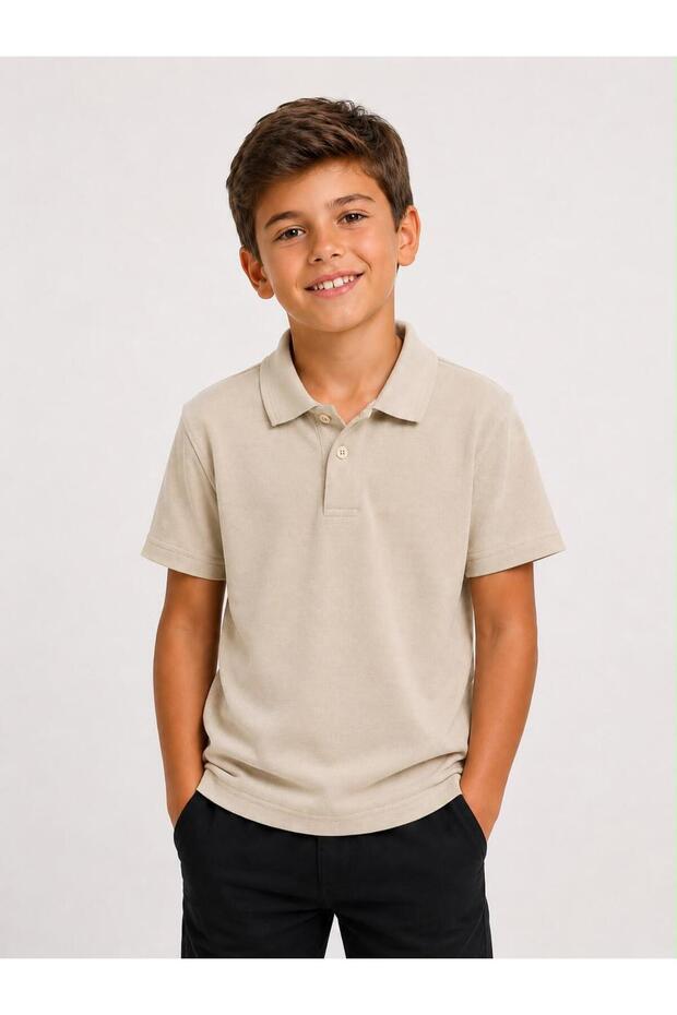 Unisex Combed Cotton Polo Collar Short Sleeve School T-Shirt