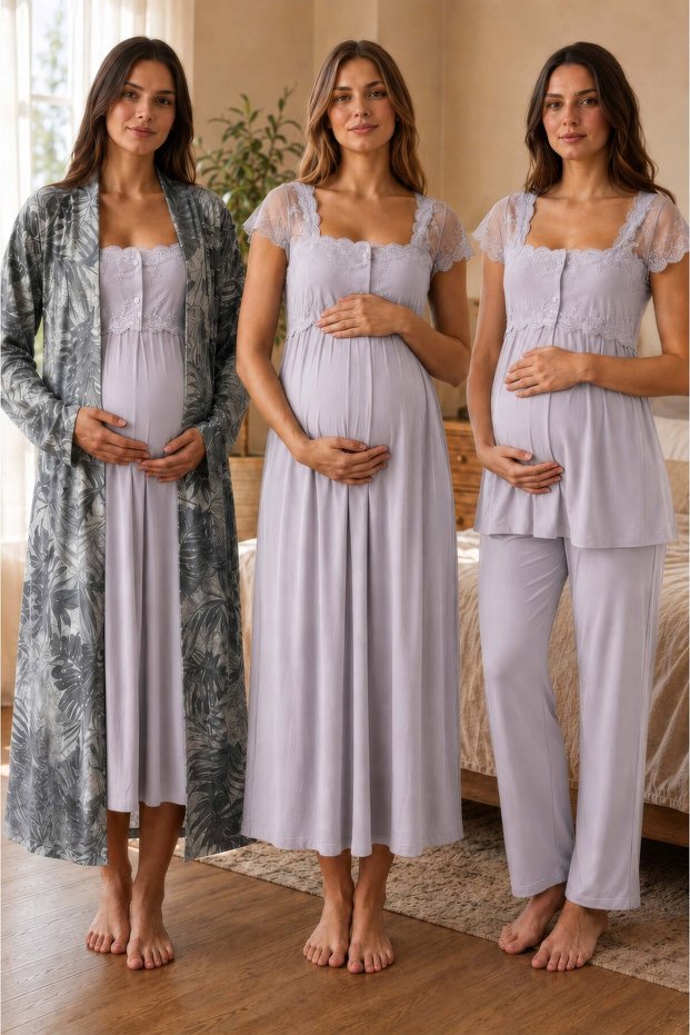 Pregnancy and Postpartum Period Cotton Set 4 Pieces Effortt - Gray