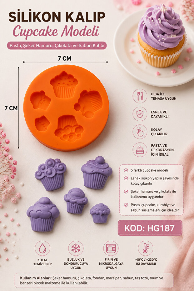 Silicone Cupcake Mold 5-Piece Model – Cake, Fondant, and Chocolate Decoration Mold