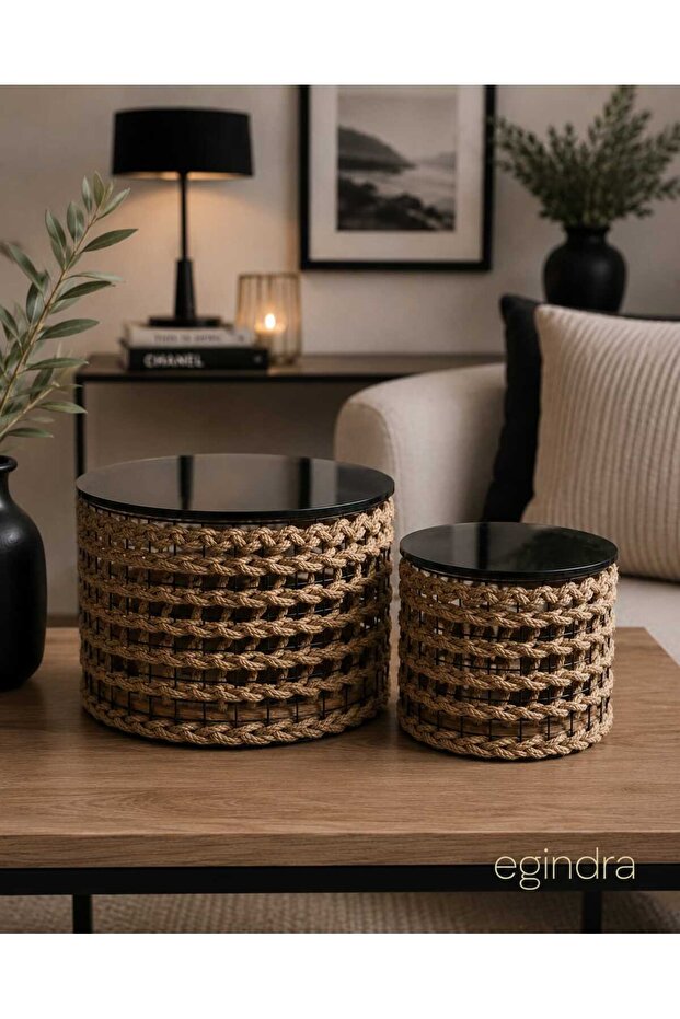 Wicker Weave Special Design 2-Piece Glass Lid Organizer Basket Rustic Organizer