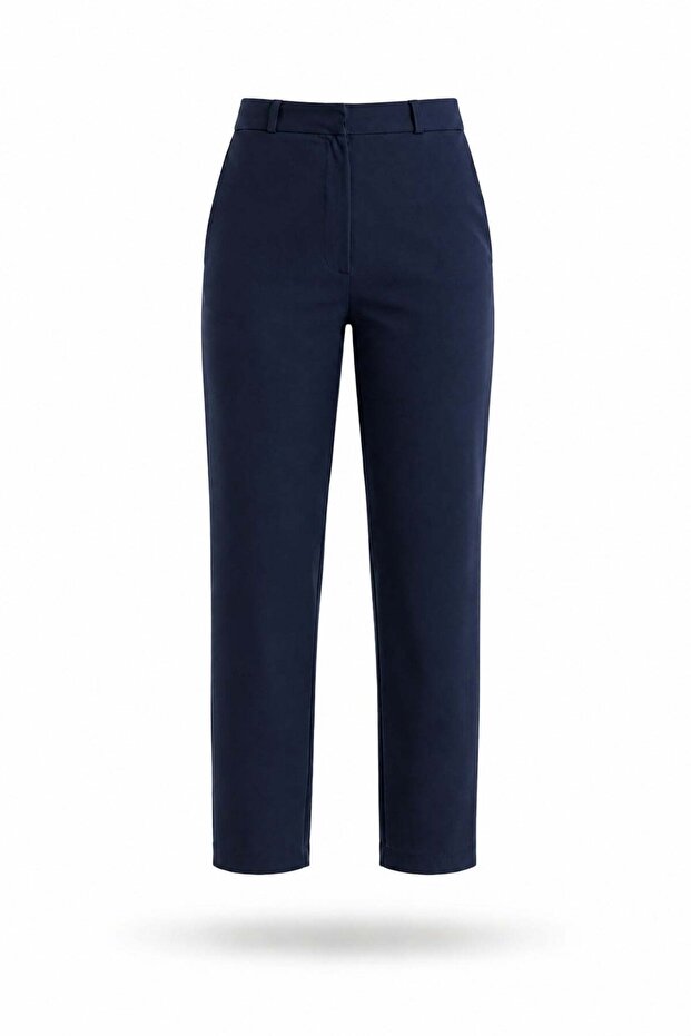 Navy Blue Carrot Cut Trousers