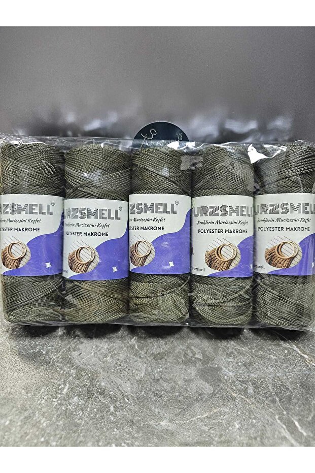 Polyester Macrame 500Gr, 5-Pack (100Gr-140Mt Each) No. 3. 2mm Supla, Bag and Accessory Thread 193 Khaki