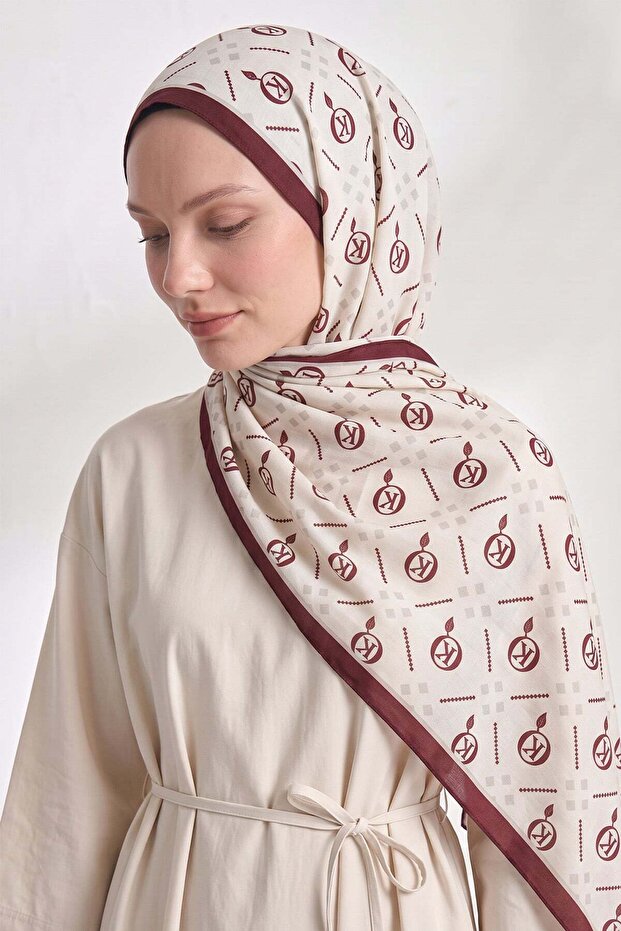 Dama K Patterned Aqua Soft Shawl 4076 - Bordo