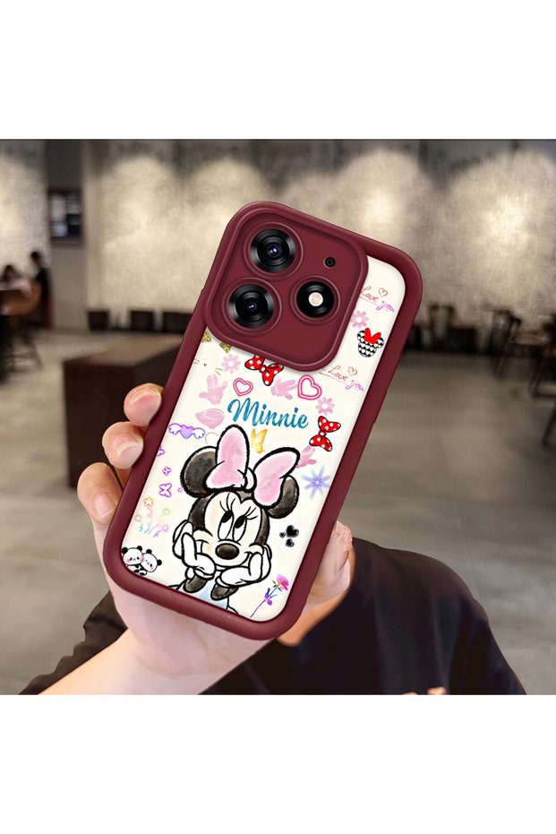 Tecno Spark 10 Pro 4g Compatible Case Camera Protector Minnie Pattern Burgundy Lover Couple Silicone Phone Case