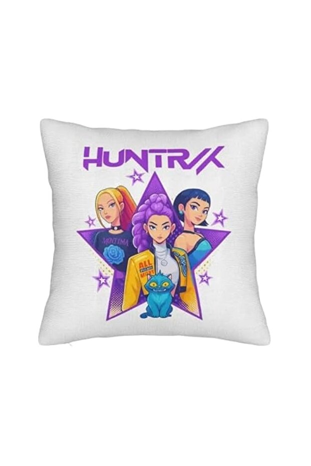 Anime Star Design Decorative Throw Pillow, White, Purple Graphic