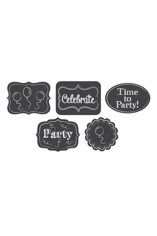 Creative Converting Chalkboard Celebration Assorted Cutouts 5 Pieces, 8 Inch Length x 6 Height
