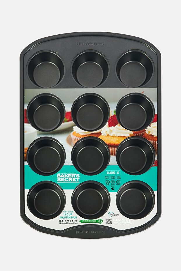 12 Cup Non-Stick Muffin Pan, Grey