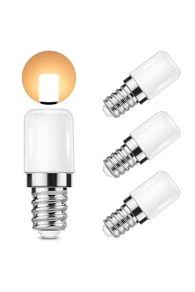 E14 LED Fridge Light Bulb, 4 Packs LED Light Bulbs Warm White, Halogen Lamp Replacement for Extractor Hood, Sewing Machine, Freezer, Salt Lamp Bulb