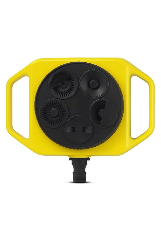 Fitto Yellow Circular Hose Reel with Multiple Outlets and Carrying Handle