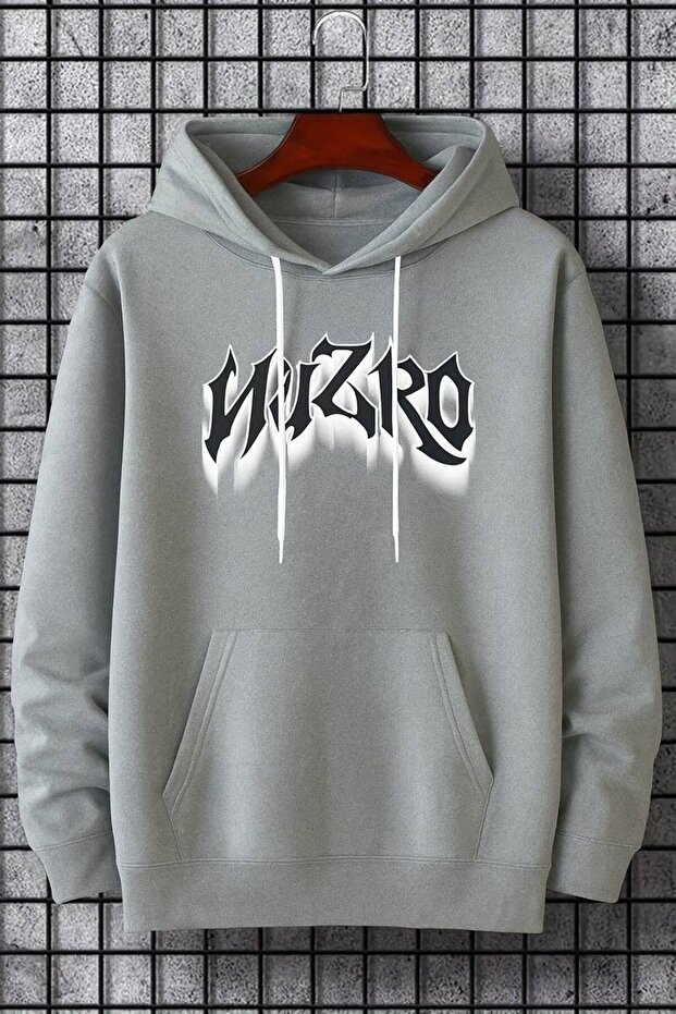 Unisex Oversize 3 Thread Yarn Kangaroo Pocket Printed Hooded Sweatshirt with "Graffiti Written" Design