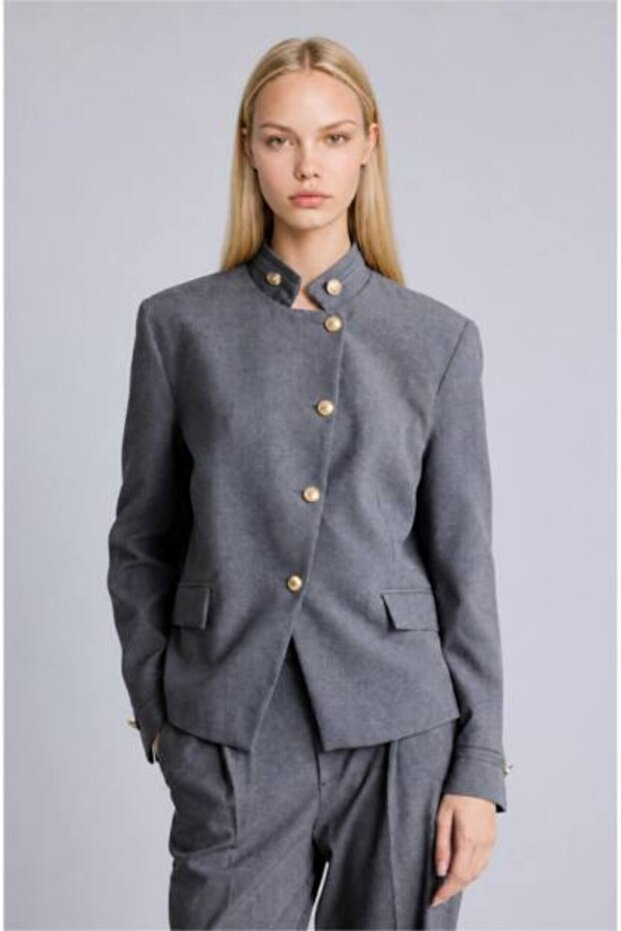 Regular Fit Stand Collar Blazer Jacket I3334Ax26Au