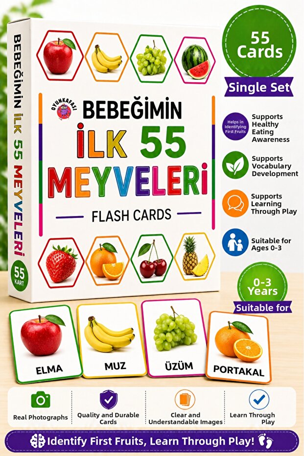 My Baby's First Fruits | 55 Educational Flash Cards (0-3 Years Old)