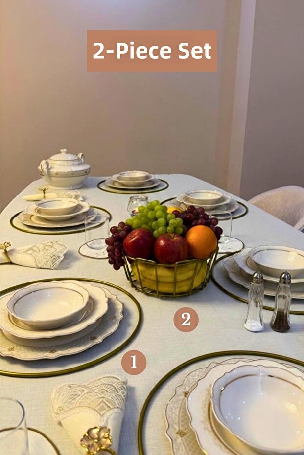 Set of 2 Matte Gold 6-Piece Supla Oval Corner Fruit Basket Kitchen Set