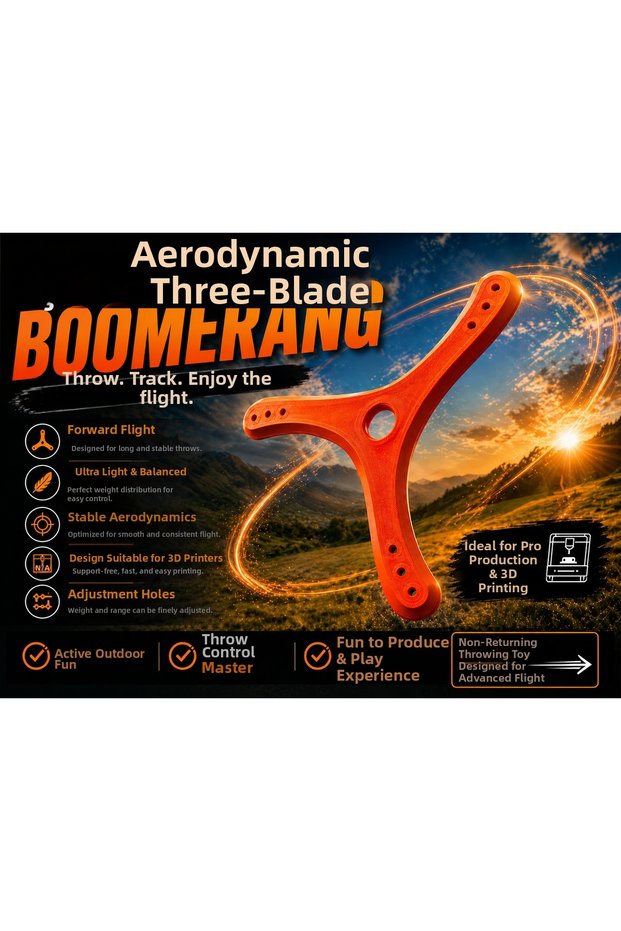 Professional Aerodynamic Boomerang Toy - 3-Wing Outdoor, Beach, and Sports Activity