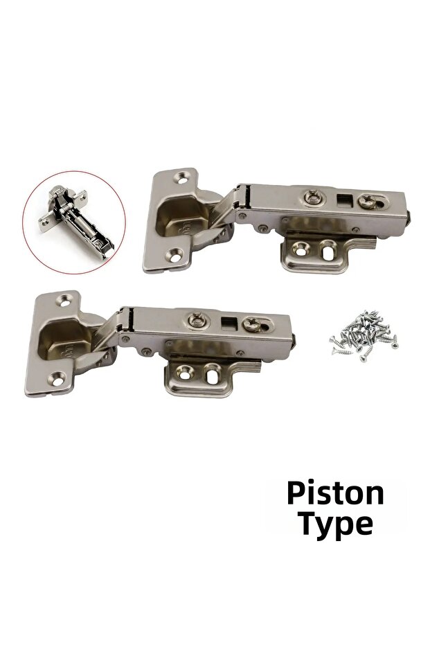 Piston Hinge with Brake Kitchen Wardrobe Cabinet Furniture Door Cover Metal Flat Chrome Stone Hinge