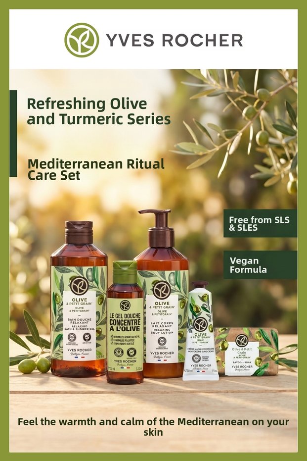 5-Piece Care Set with Olive and Citrus Extracts - Shower Gel, Lotion, Concentrated Hand Cream, Soap