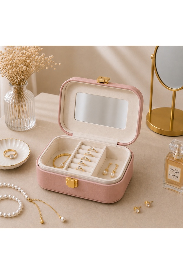 Luxury Jewelry and Gemstone Storage Box with Mirror Organizer
