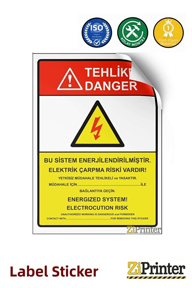 Danger This System Is Energized Electrical Shock Risk Isg Warning Sign Sticker 35X50 cm