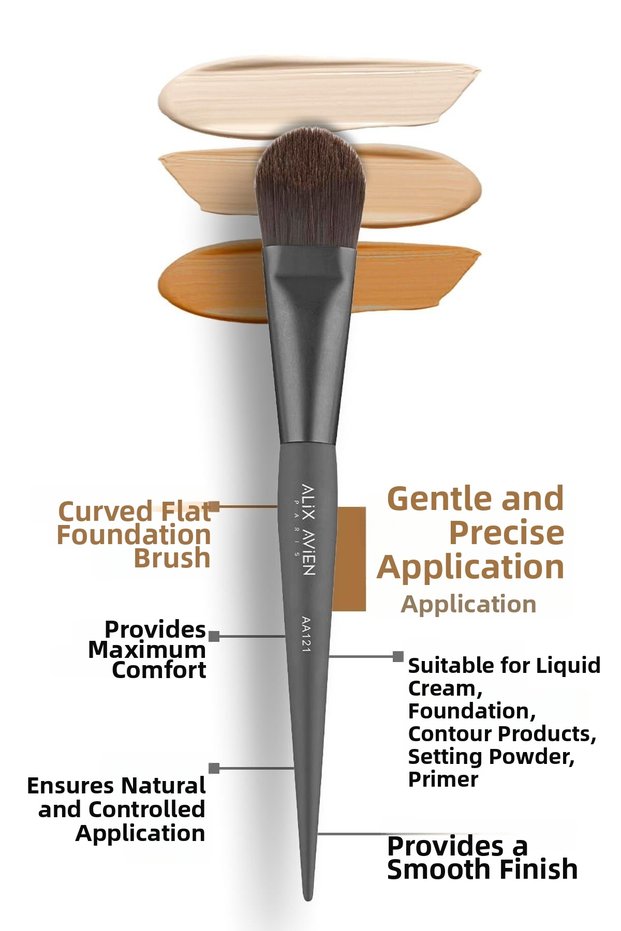 Professional Soft Bristle Makeup Brush - Curved Flat Foundation Brush