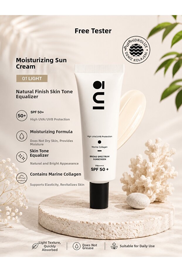 Broad Spectrum Spf50+ 01 Light Tinted Face Cream with Even-Toned Appearance 50 ml