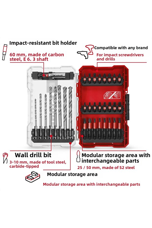 Set de burghie Einhell 33 piese M-CASE 49108753 - 3