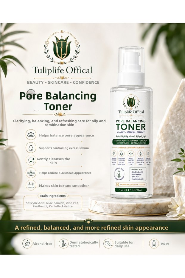 Pore Balancing Toner 150 ml | Pore Appearance, Blackhead, and Excess Oil Balancing Tonic for Oily and Combination Skin