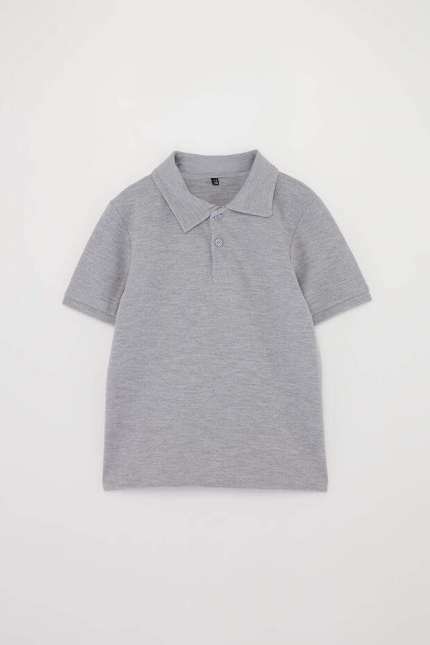 Gri Düz Örme T-Shirt TKDSS24TS00022 - 4