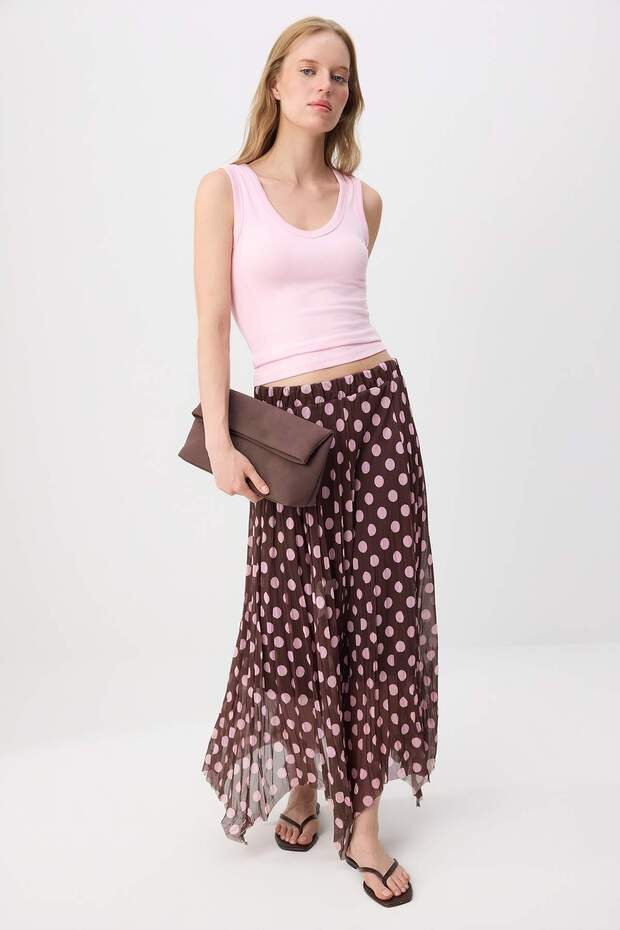 Pink Fitted/Sleeveless Stretchy Knitted Tank Top Twoss25Al00022